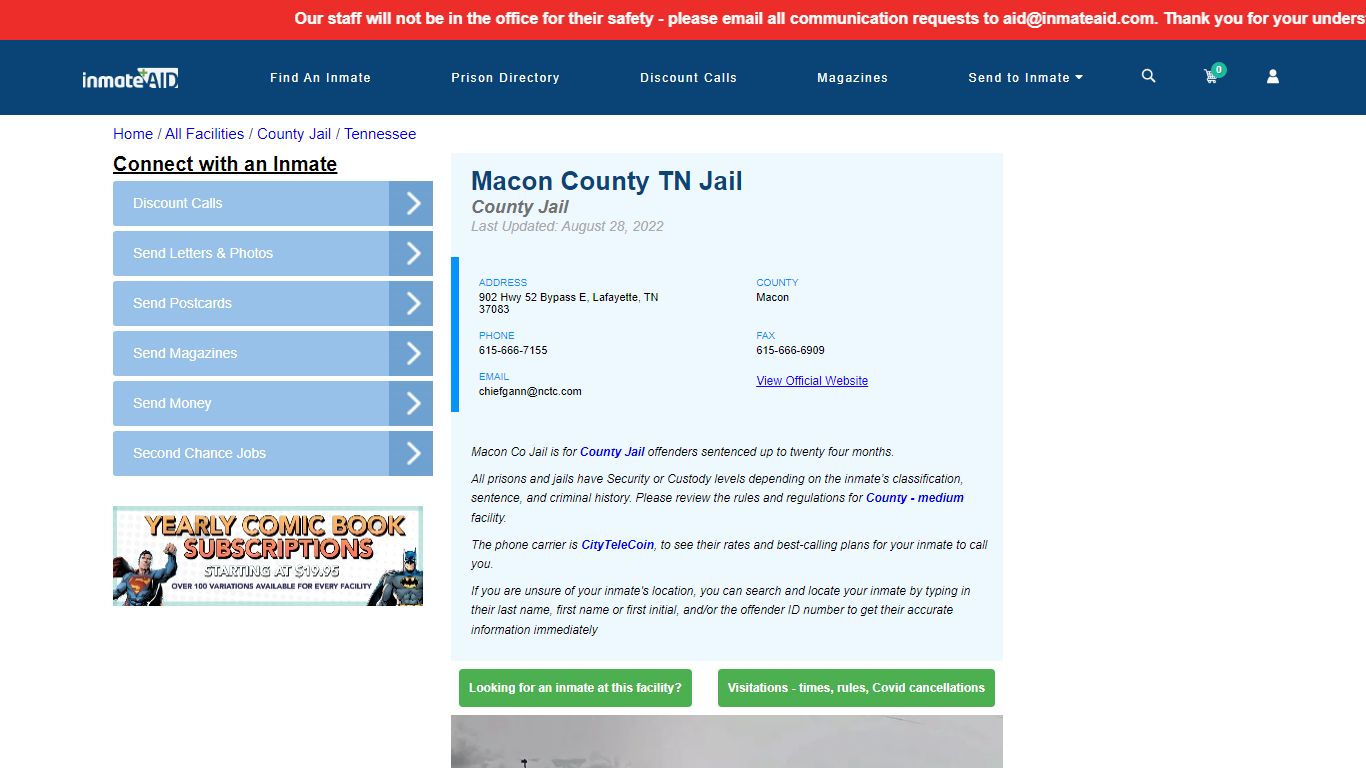 Macon County TN Jail - Inmate Locator - Lafayette, TN